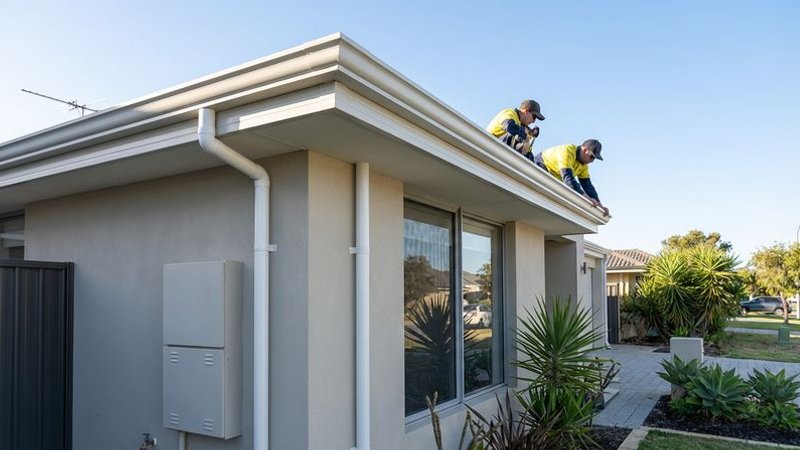 New Colorbond gutters installed on a modern Perth home showing clean colour-matched finish with fascia